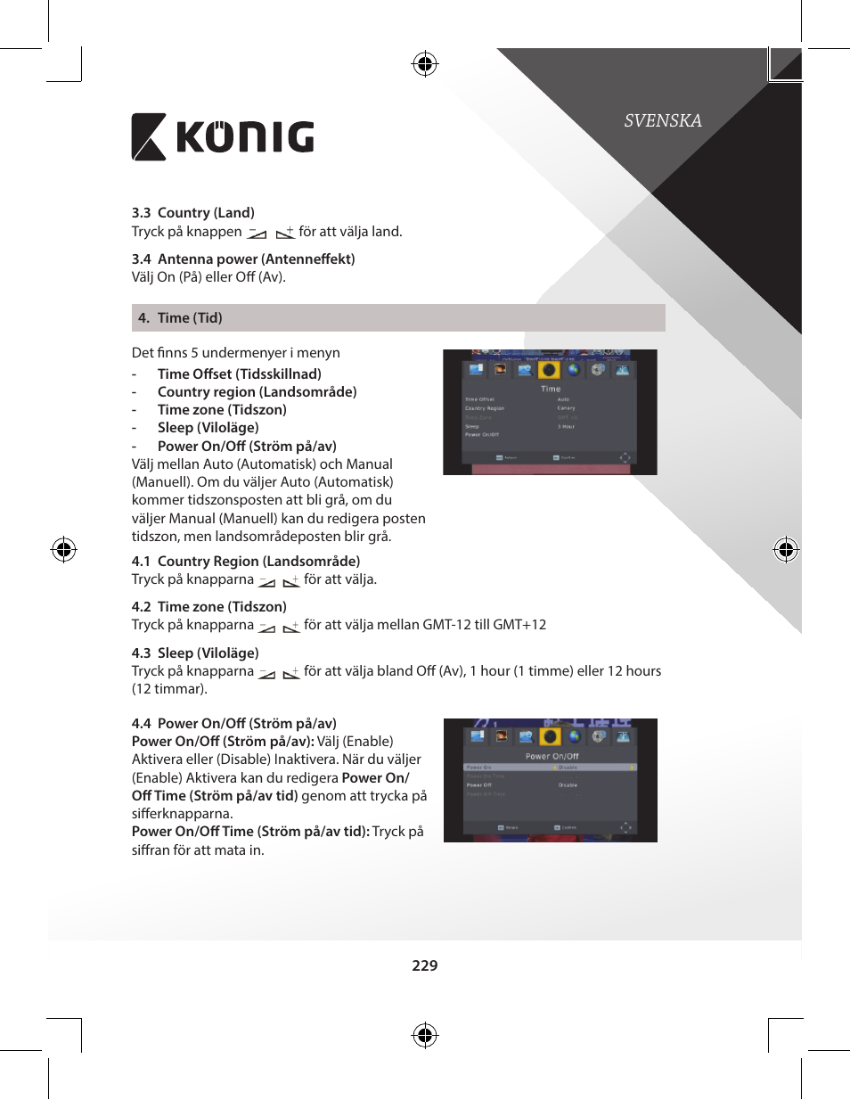 Svenska | Konig Electronic High-definition DVB-T2 receiver User Manual | Page 229 / 404