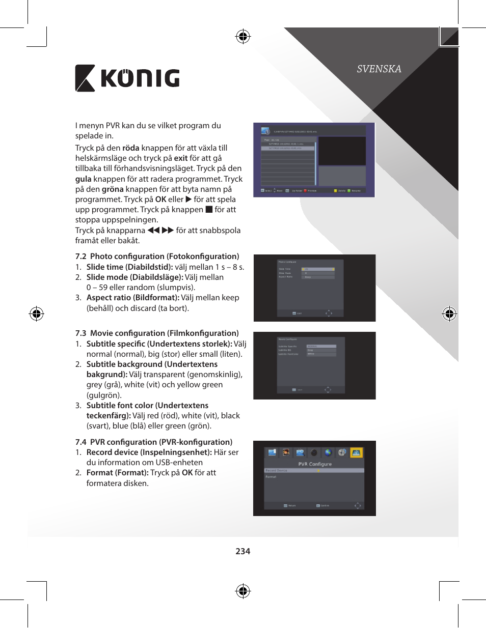 Svenska | Konig Electronic High-definition DVB-T2 receiver User Manual | Page 234 / 404