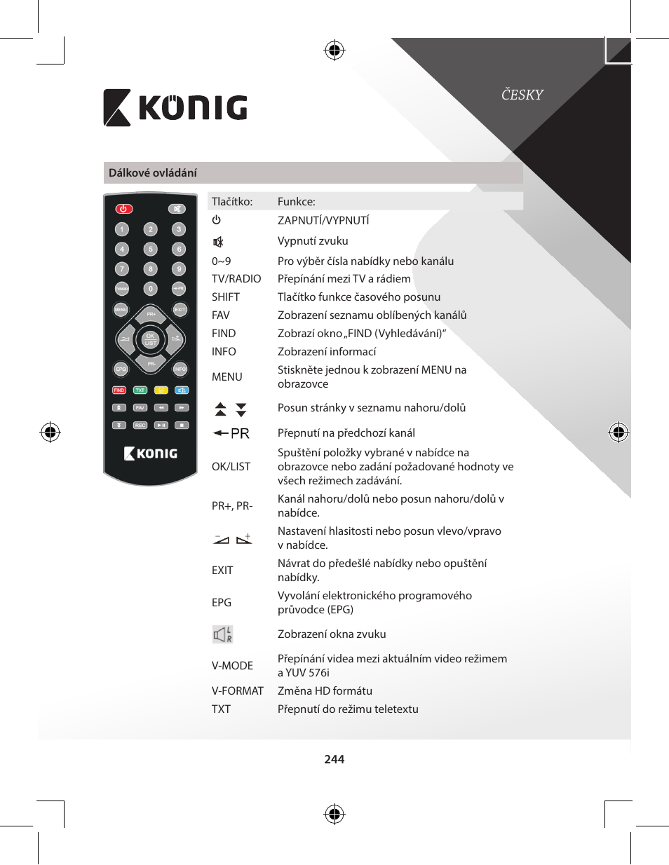 Česky | Konig Electronic High-definition DVB-T2 receiver User Manual | Page 244 / 404