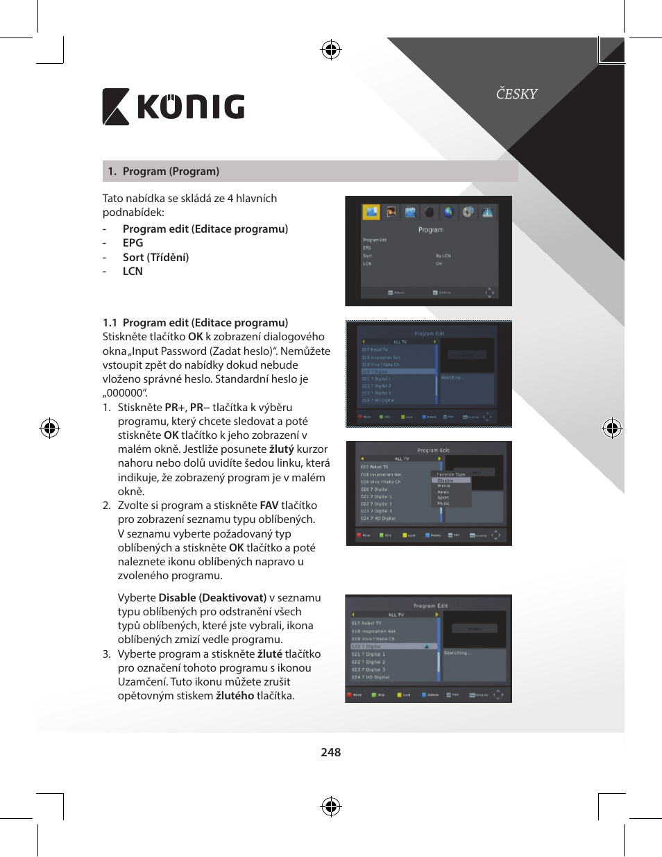 Česky | Konig Electronic High-definition DVB-T2 receiver User Manual | Page 248 / 404