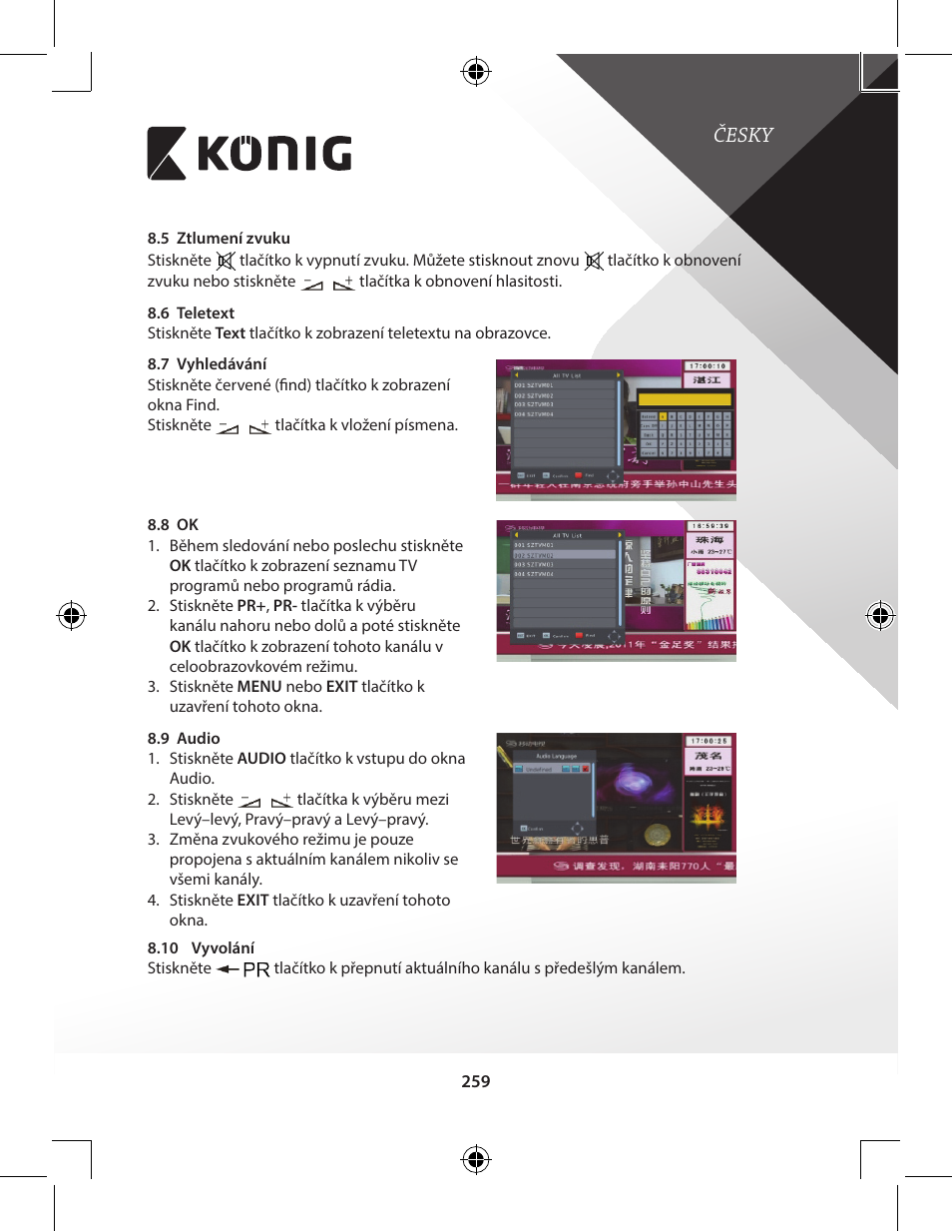 Česky | Konig Electronic High-definition DVB-T2 receiver User Manual | Page 259 / 404