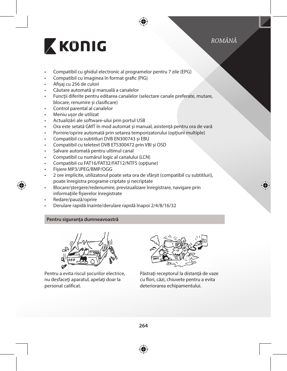 Română | Konig Electronic High-definition DVB-T2 receiver User Manual | Page 264 / 404