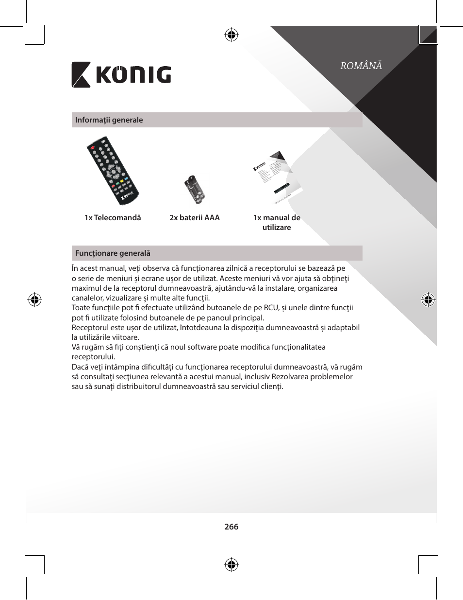 Română | Konig Electronic High-definition DVB-T2 receiver User Manual | Page 266 / 404