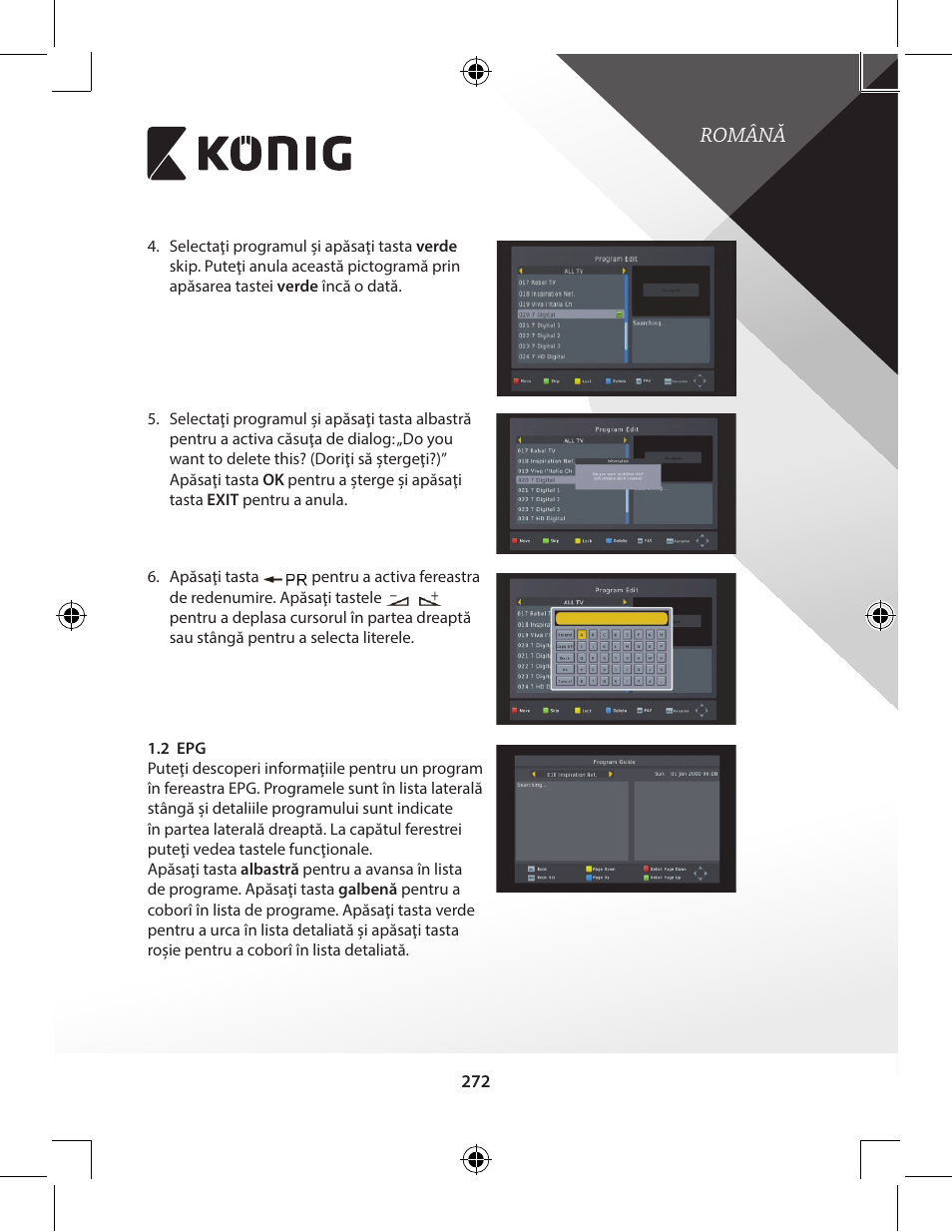 Română | Konig Electronic High-definition DVB-T2 receiver User Manual | Page 272 / 404