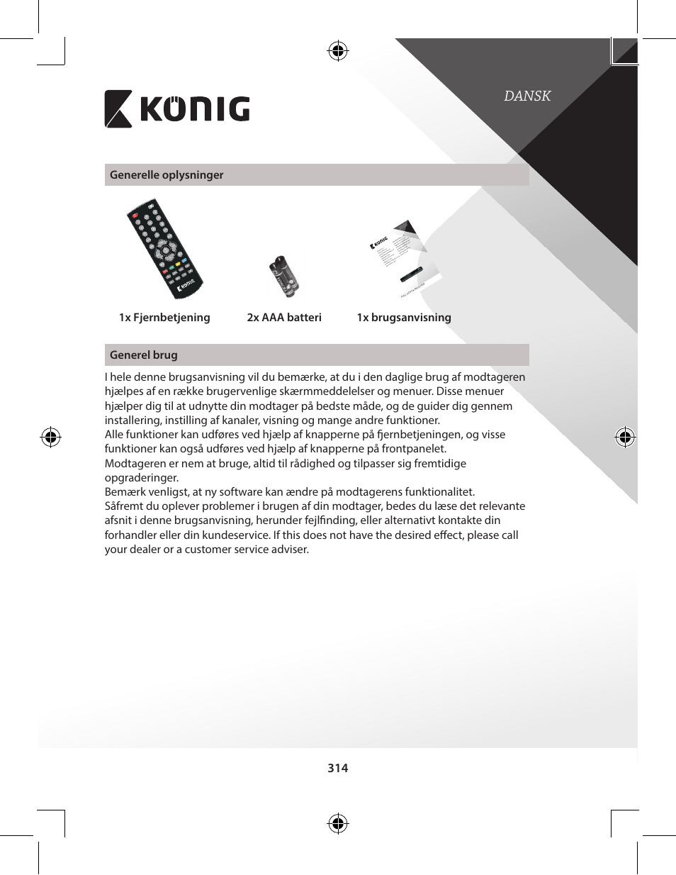 Dansk | Konig Electronic High-definition DVB-T2 receiver User Manual | Page 314 / 404