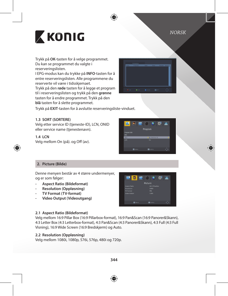 Norsk | Konig Electronic High-definition DVB-T2 receiver User Manual | Page 344 / 404