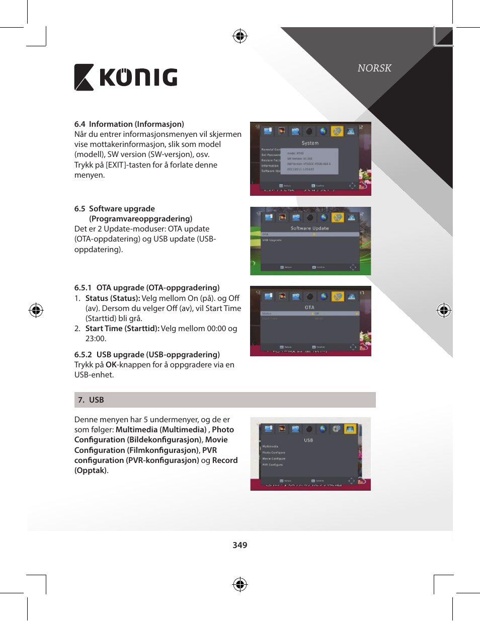 Norsk | Konig Electronic High-definition DVB-T2 receiver User Manual | Page 349 / 404