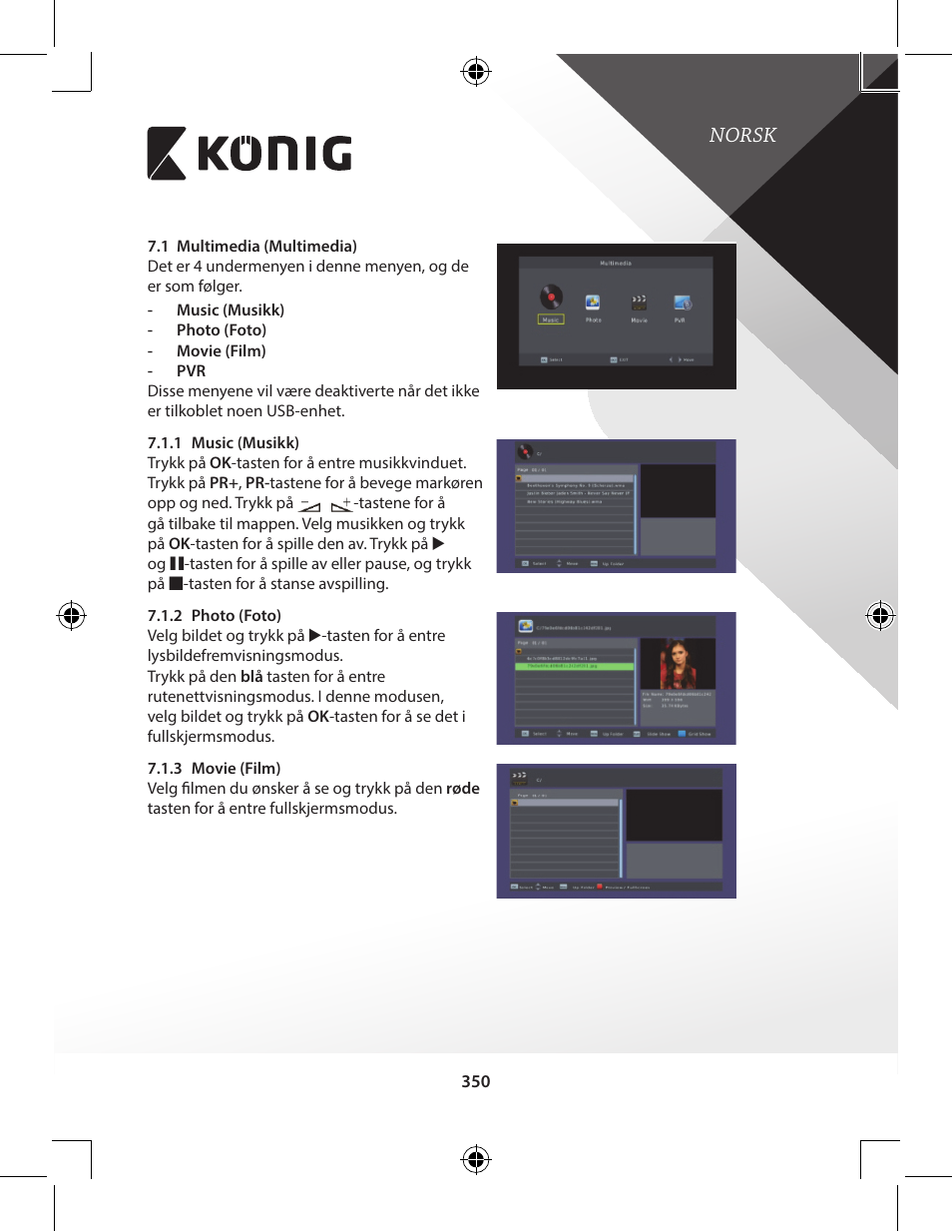 Norsk | Konig Electronic High-definition DVB-T2 receiver User Manual | Page 350 / 404