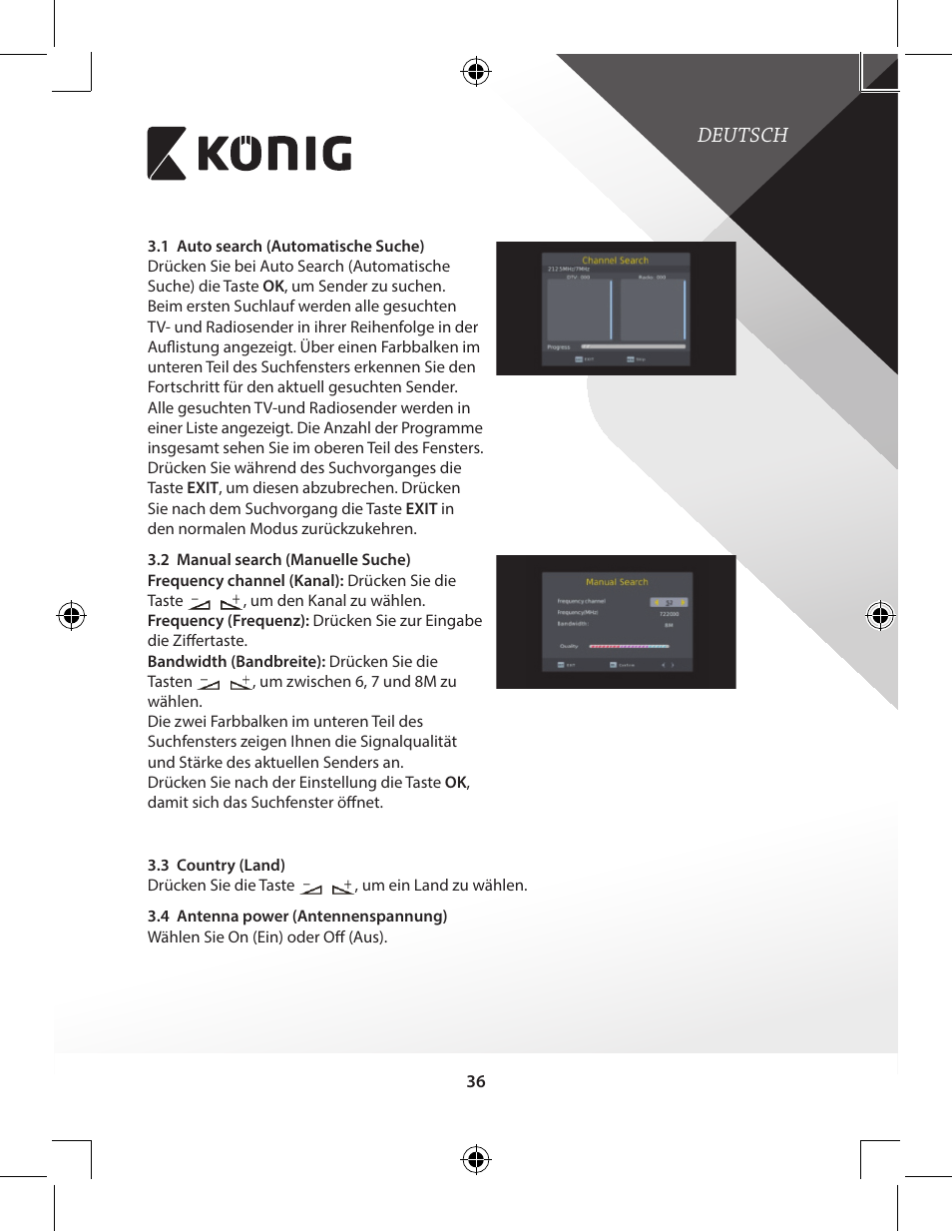 Deutsch | Konig Electronic High-definition DVB-T2 receiver User Manual | Page 36 / 404