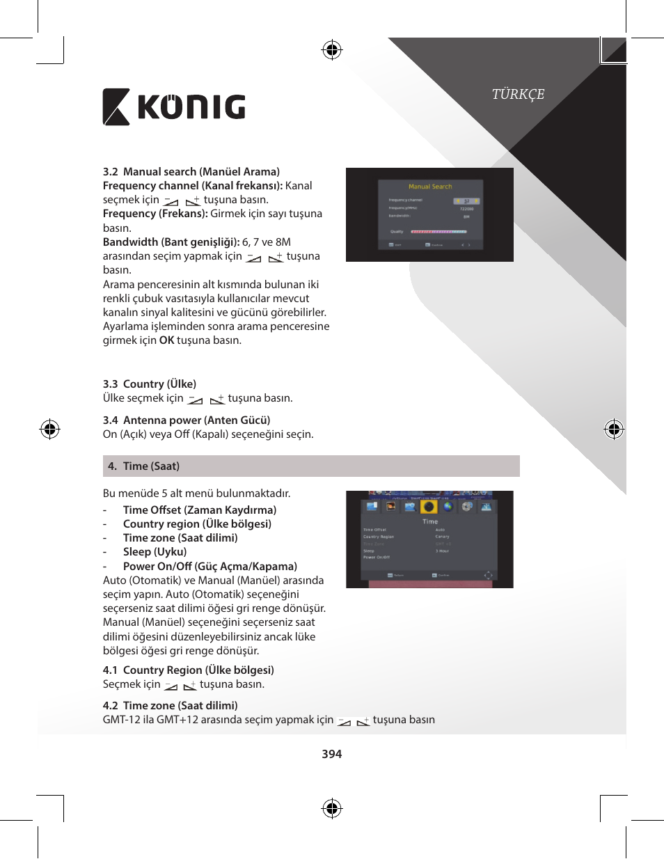 Türkçe | Konig Electronic High-definition DVB-T2 receiver User Manual | Page 394 / 404