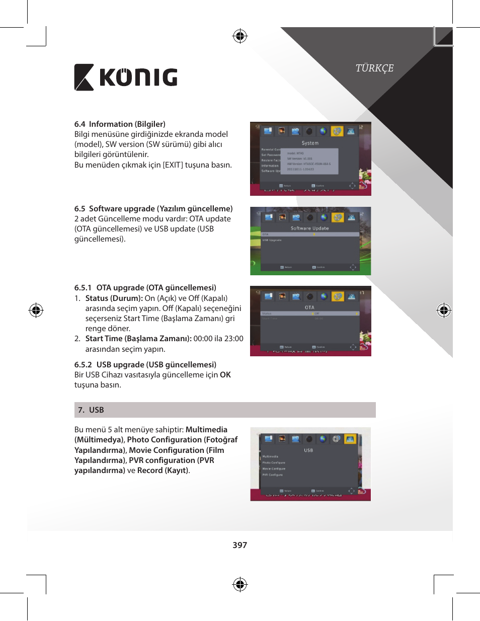 Türkçe | Konig Electronic High-definition DVB-T2 receiver User Manual | Page 397 / 404