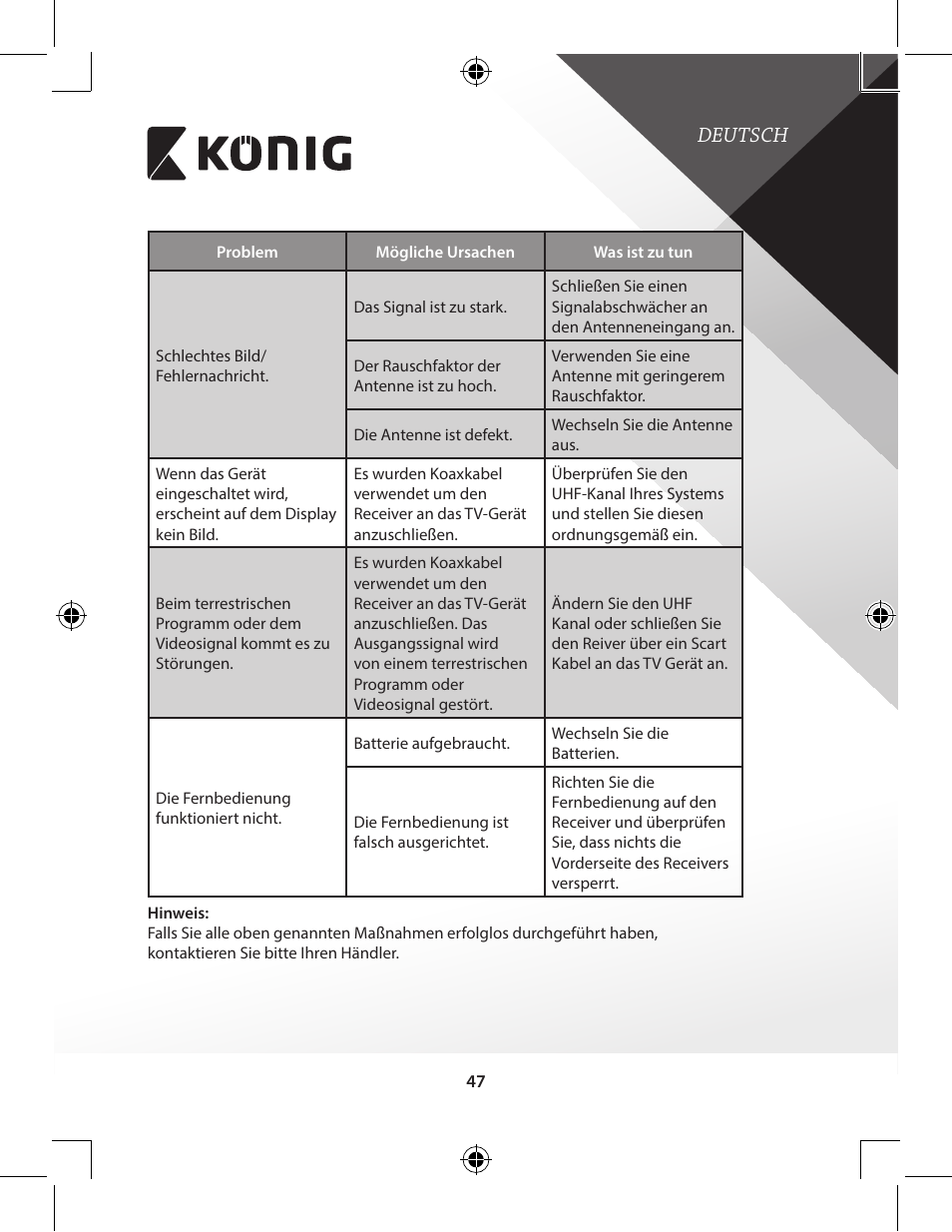 Deutsch | Konig Electronic High-definition DVB-T2 receiver User Manual | Page 47 / 404