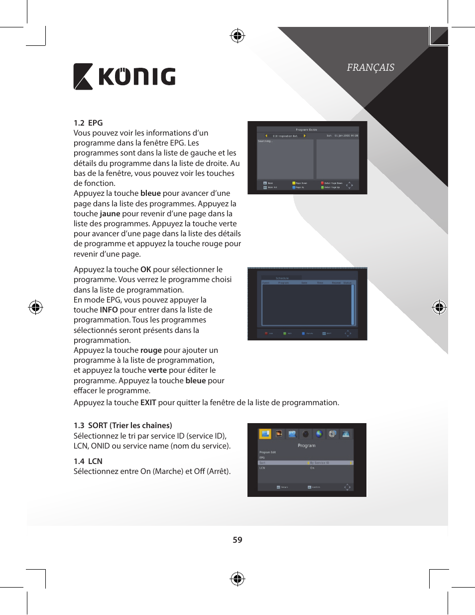 Français | Konig Electronic High-definition DVB-T2 receiver User Manual | Page 59 / 404