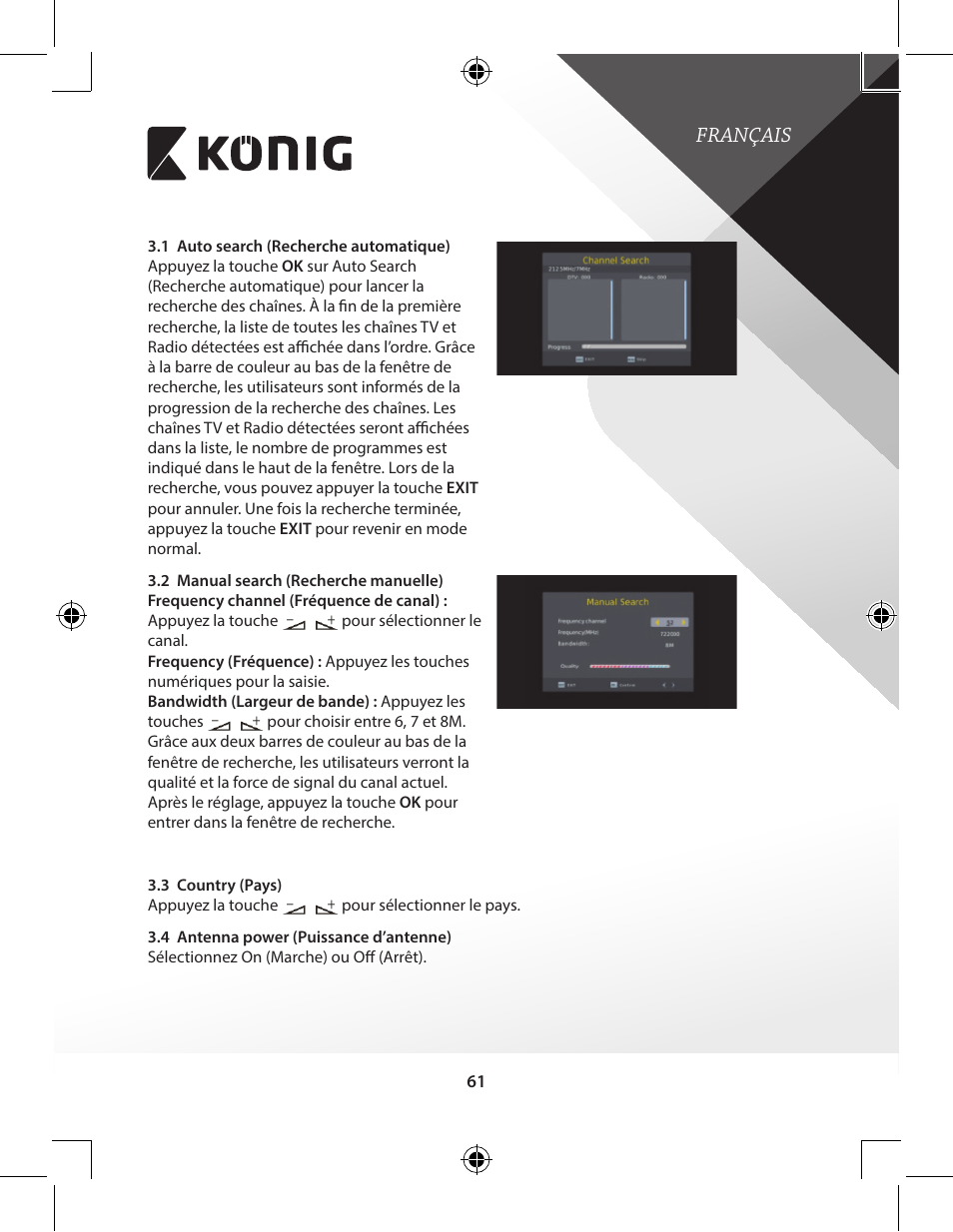 Français | Konig Electronic High-definition DVB-T2 receiver User Manual | Page 61 / 404