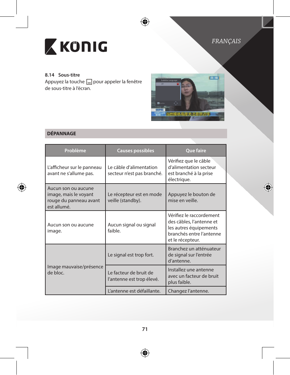 Français | Konig Electronic High-definition DVB-T2 receiver User Manual | Page 71 / 404