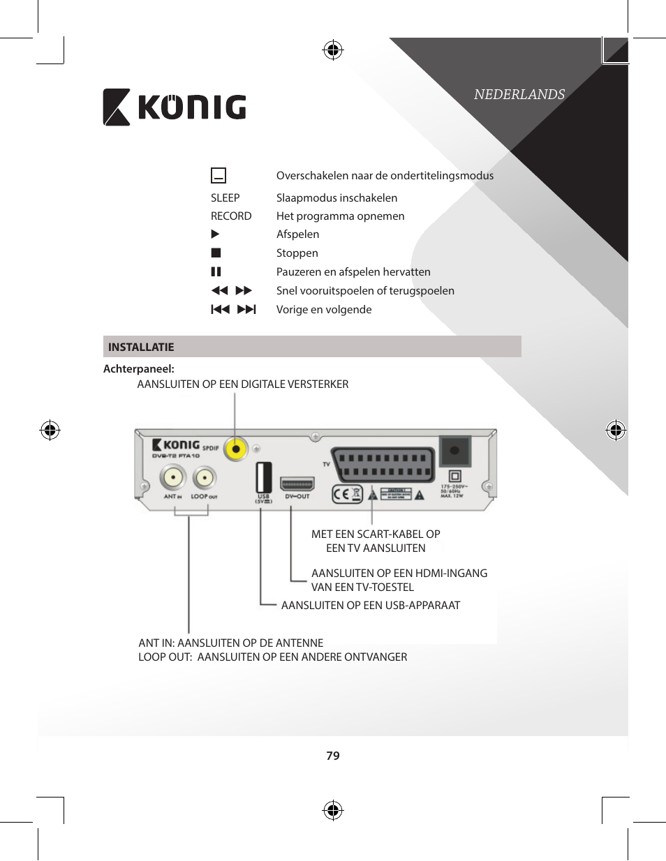Nederlands | Konig Electronic High-definition DVB-T2 receiver User Manual | Page 79 / 404