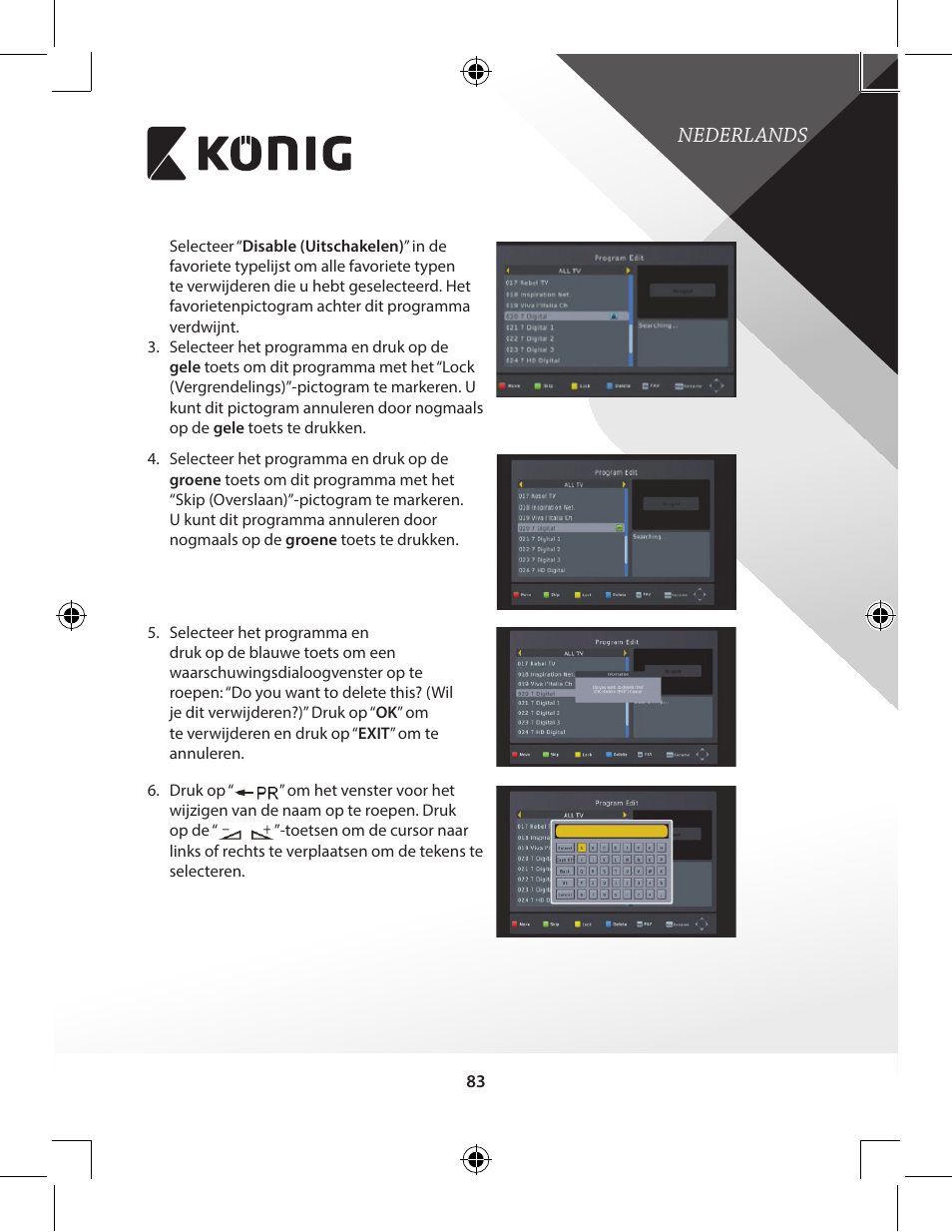 Nederlands | Konig Electronic High-definition DVB-T2 receiver User Manual | Page 83 / 404