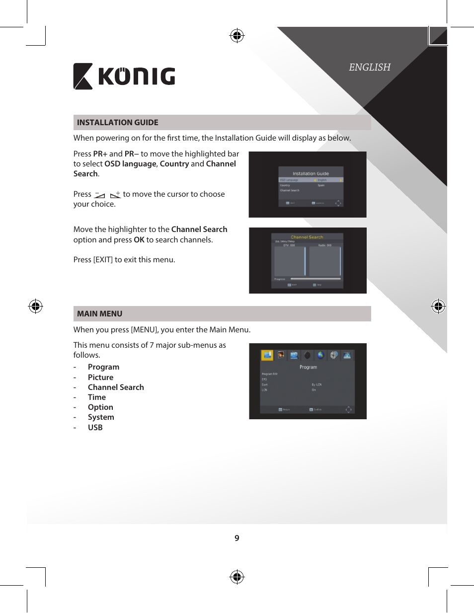 English | Konig Electronic High-definition DVB-T2 receiver User Manual | Page 9 / 404