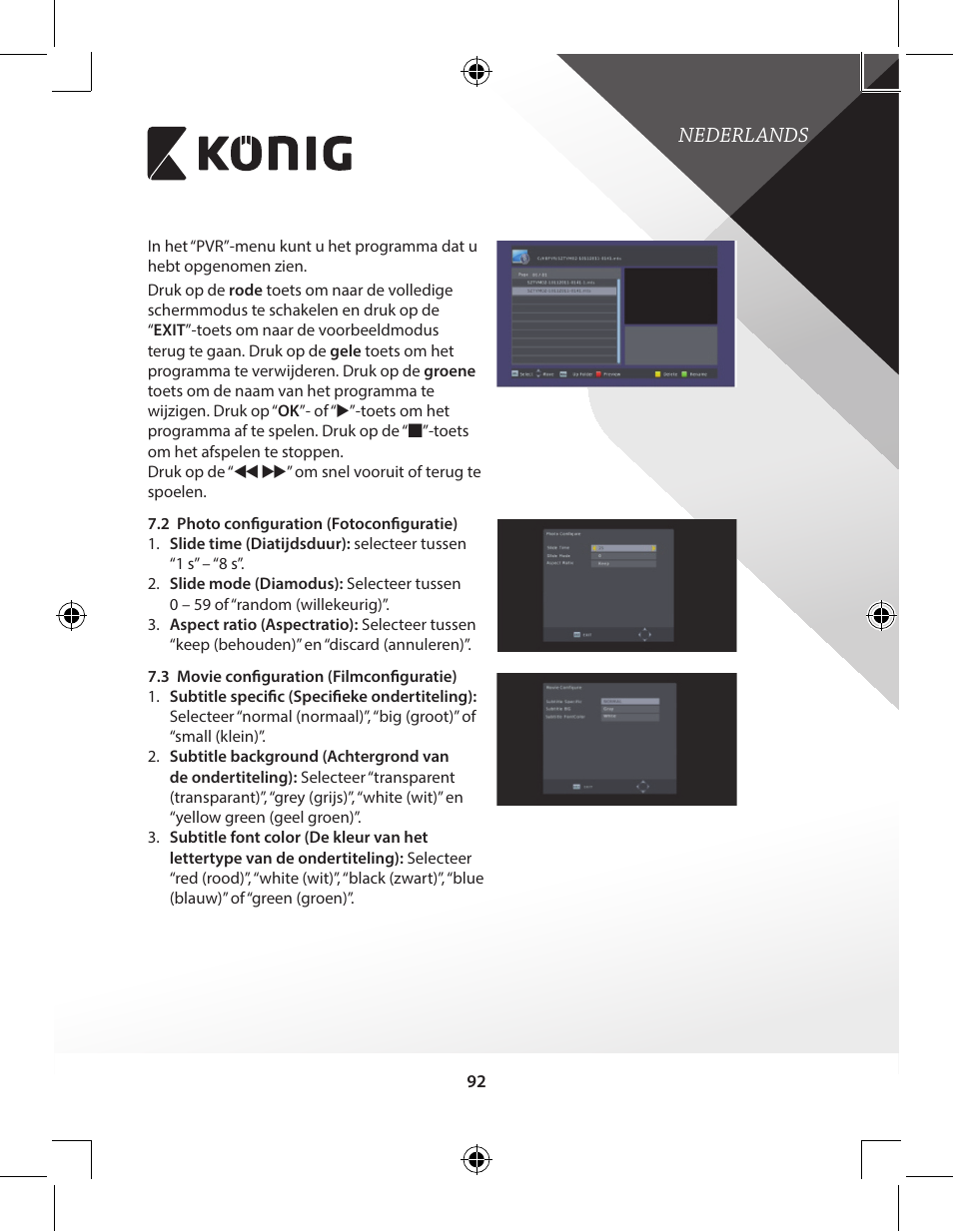 Nederlands | Konig Electronic High-definition DVB-T2 receiver User Manual | Page 92 / 404