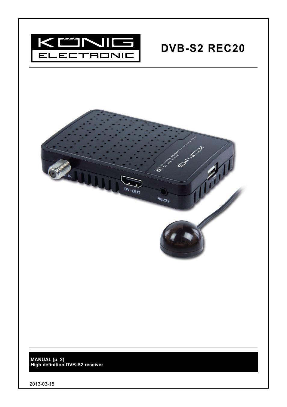 Konig Electronic High definition DVB-S2 plug-in receiver User Manual | 27 pages