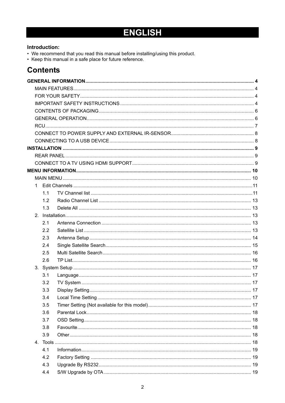 Konig Electronic High definition DVB-S2 plug-in receiver User Manual | Page 2 / 27