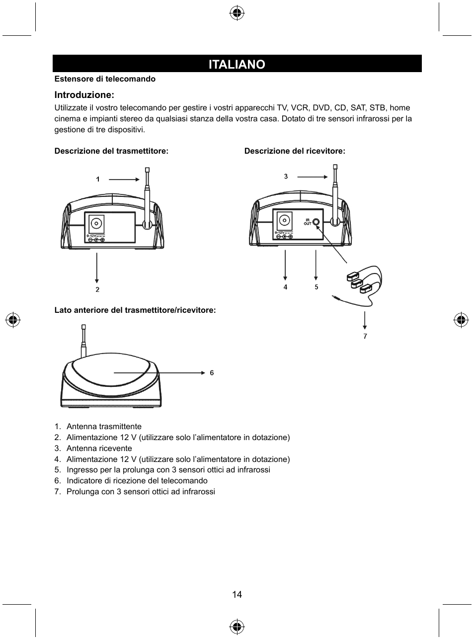 Italiano | Konig Electronic Remote control extender User Manual | Page 15 / 48