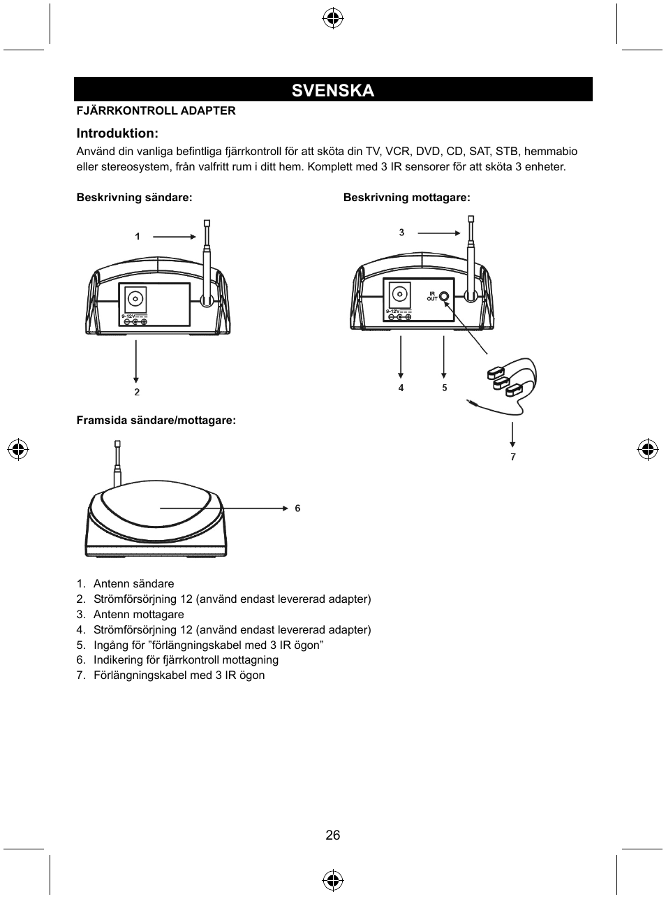 Svenska | Konig Electronic Remote control extender User Manual | Page 27 / 48