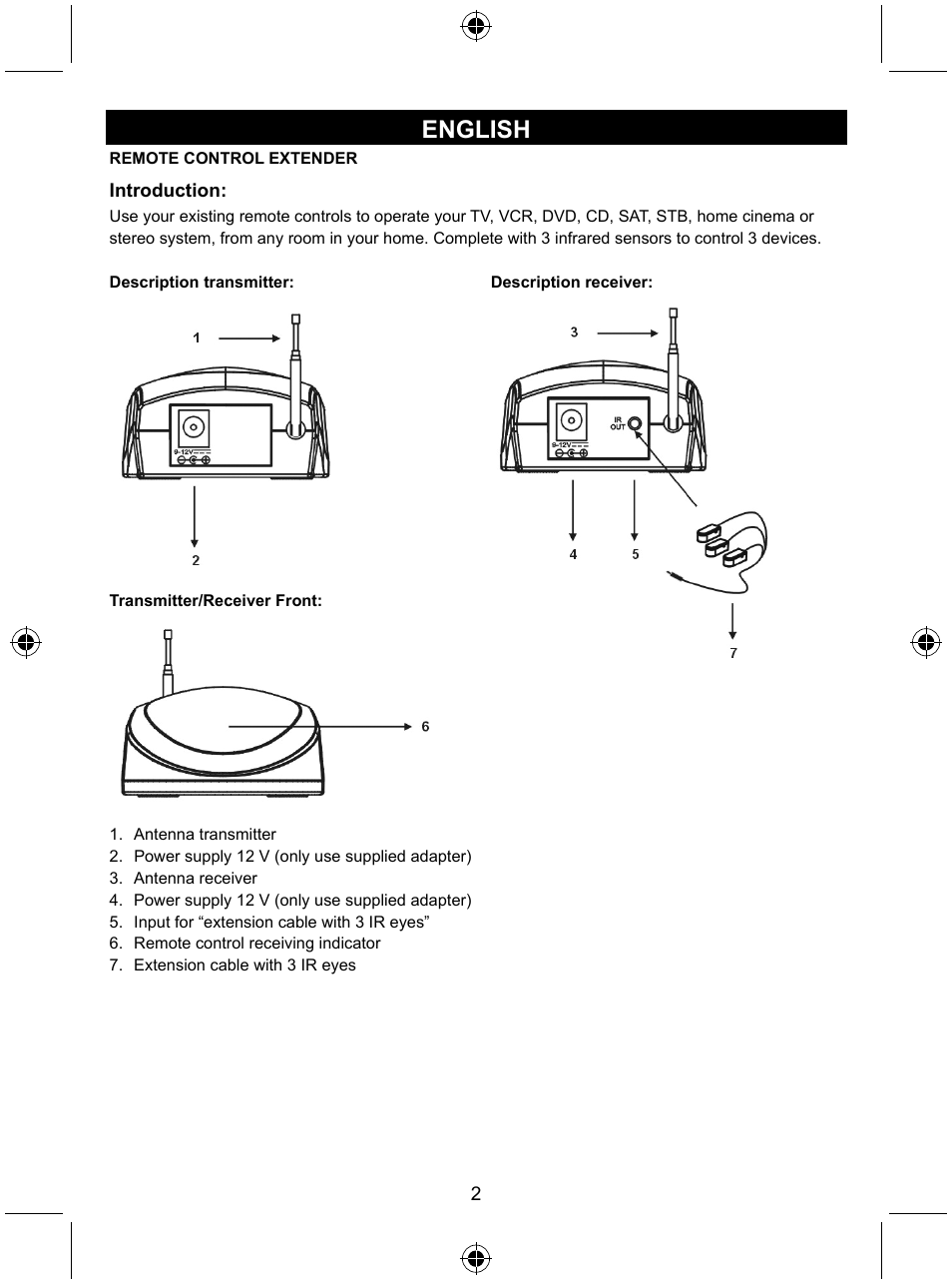 English | Konig Electronic Remote control extender User Manual | Page 3 / 48