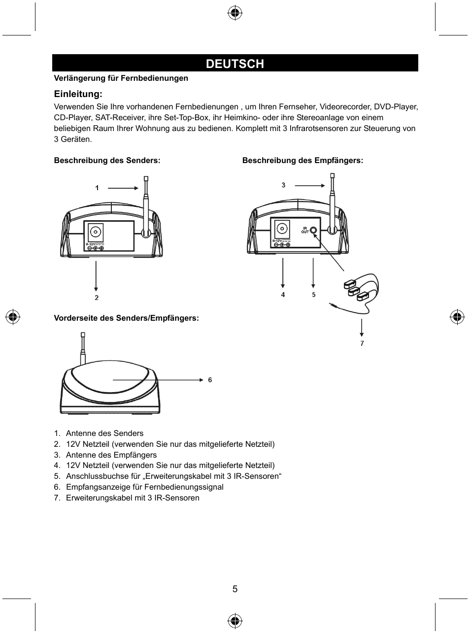 Deutsch | Konig Electronic Remote control extender User Manual | Page 6 / 48