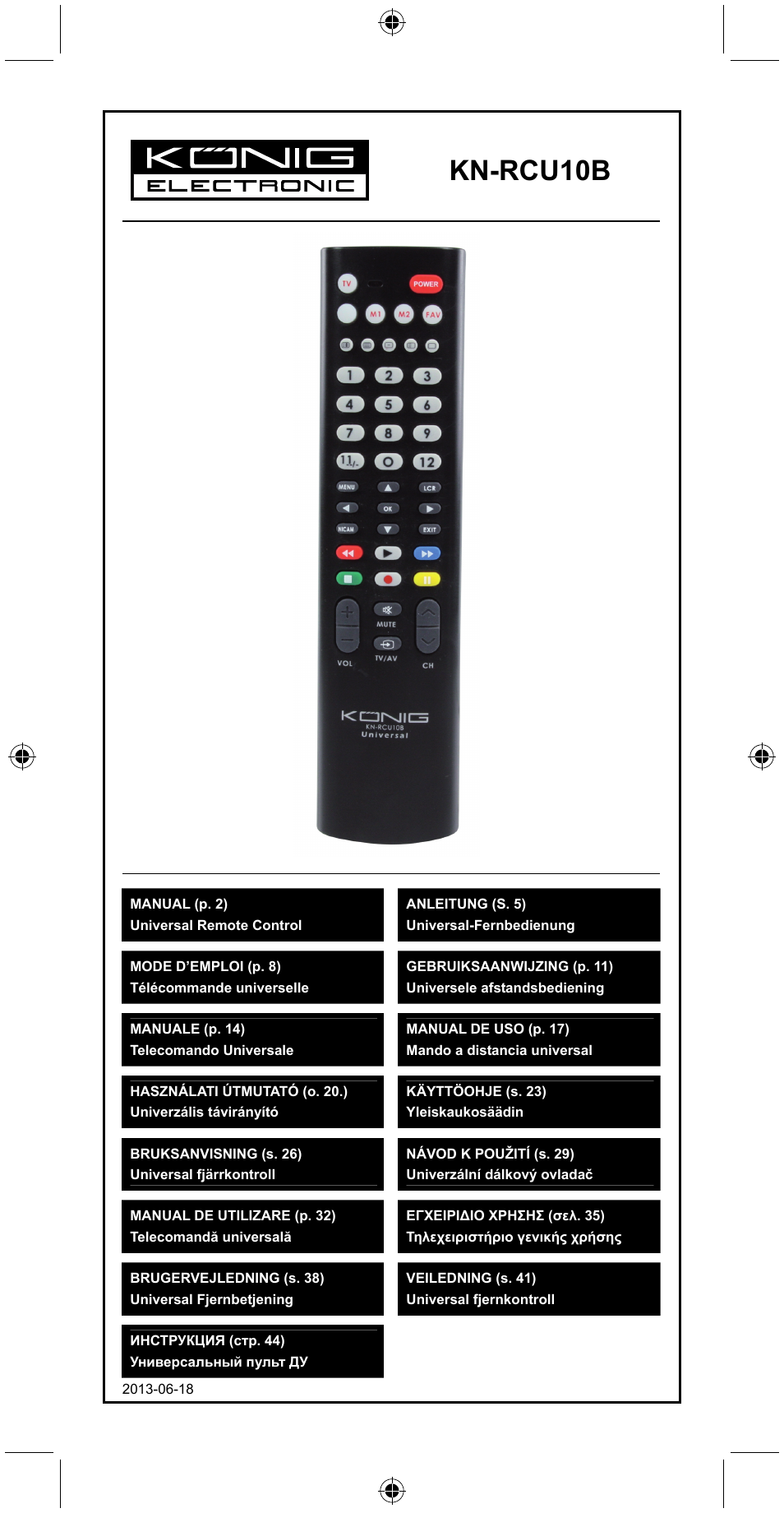 Konig Electronic Universal remote control for 1 TV User Manual | 47 pages