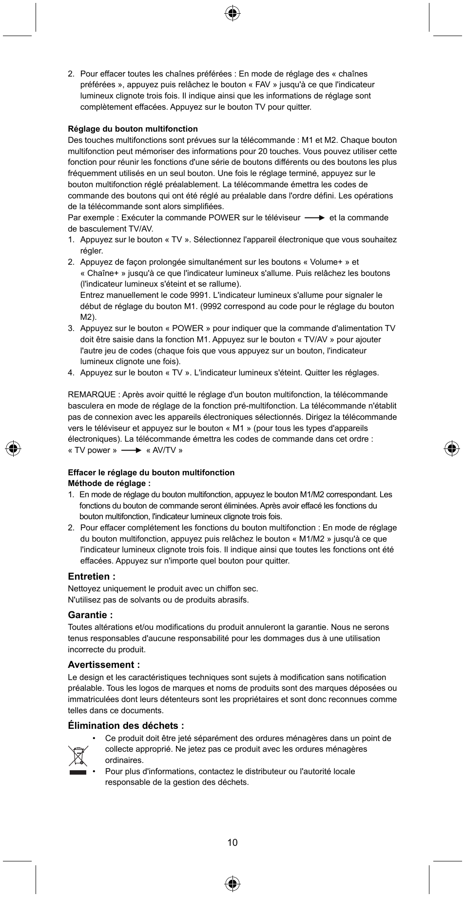 Konig Electronic Universal remote control for 1 TV User Manual | Page 10 / 47