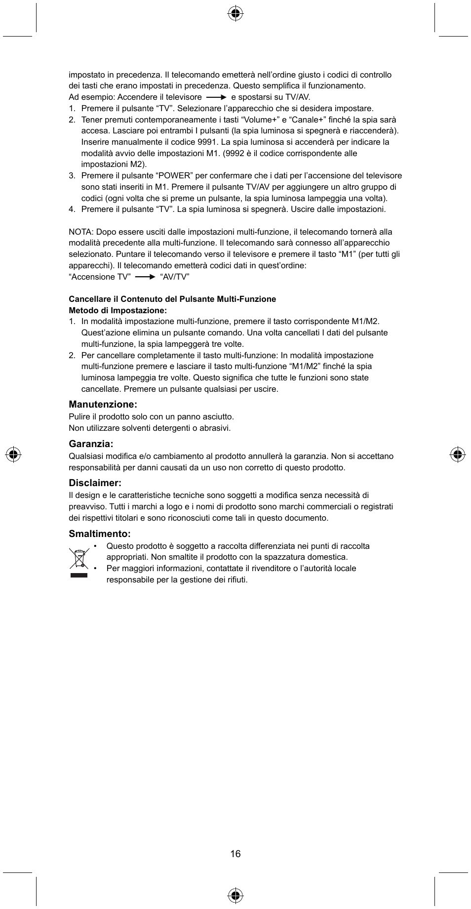 Konig Electronic Universal remote control for 1 TV User Manual | Page 16 / 47