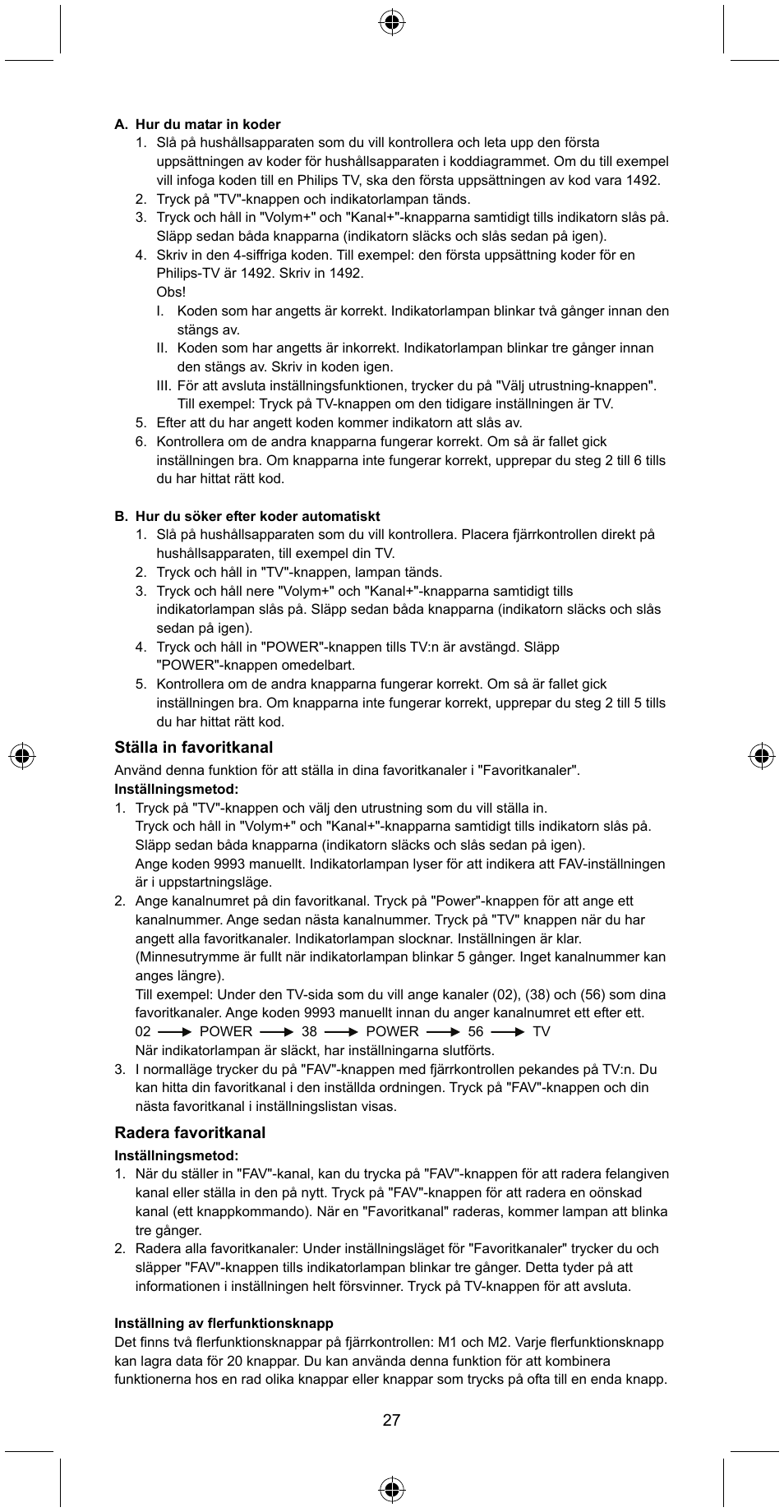 Konig Electronic Universal remote control for 1 TV User Manual | Page 27 / 47