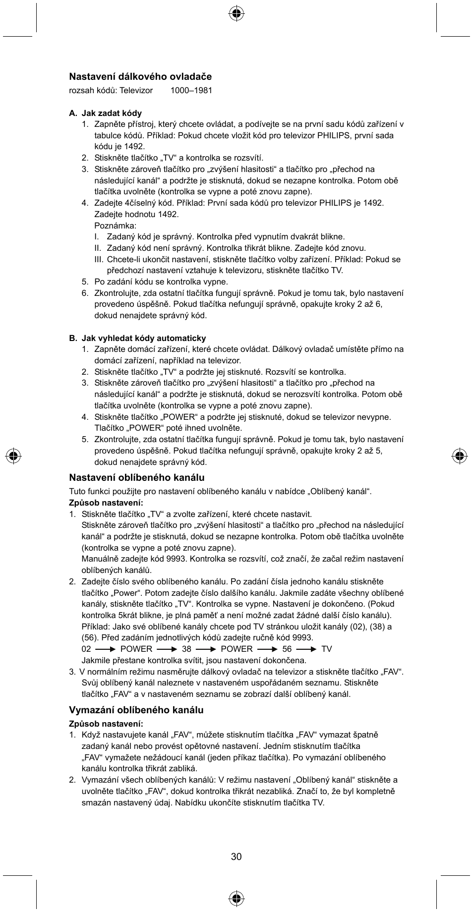 Konig Electronic Universal remote control for 1 TV User Manual | Page 30 / 47