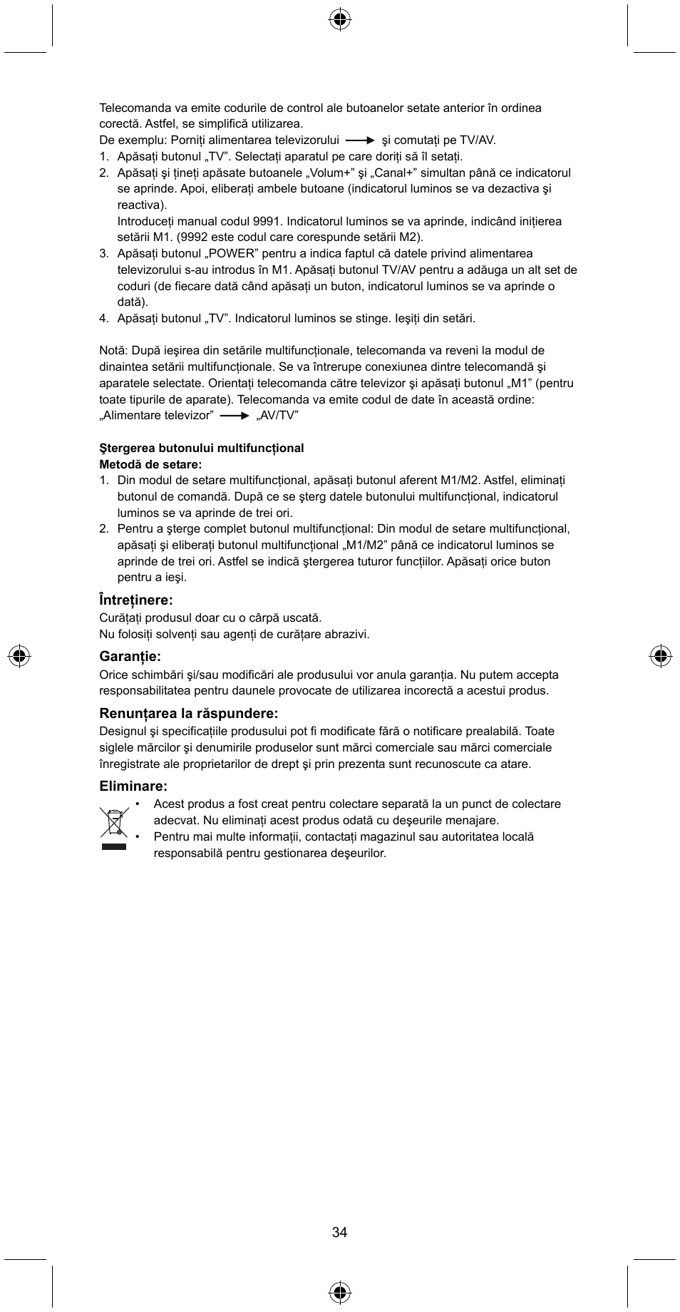 Konig Electronic Universal remote control for 1 TV User Manual | Page 34 / 47