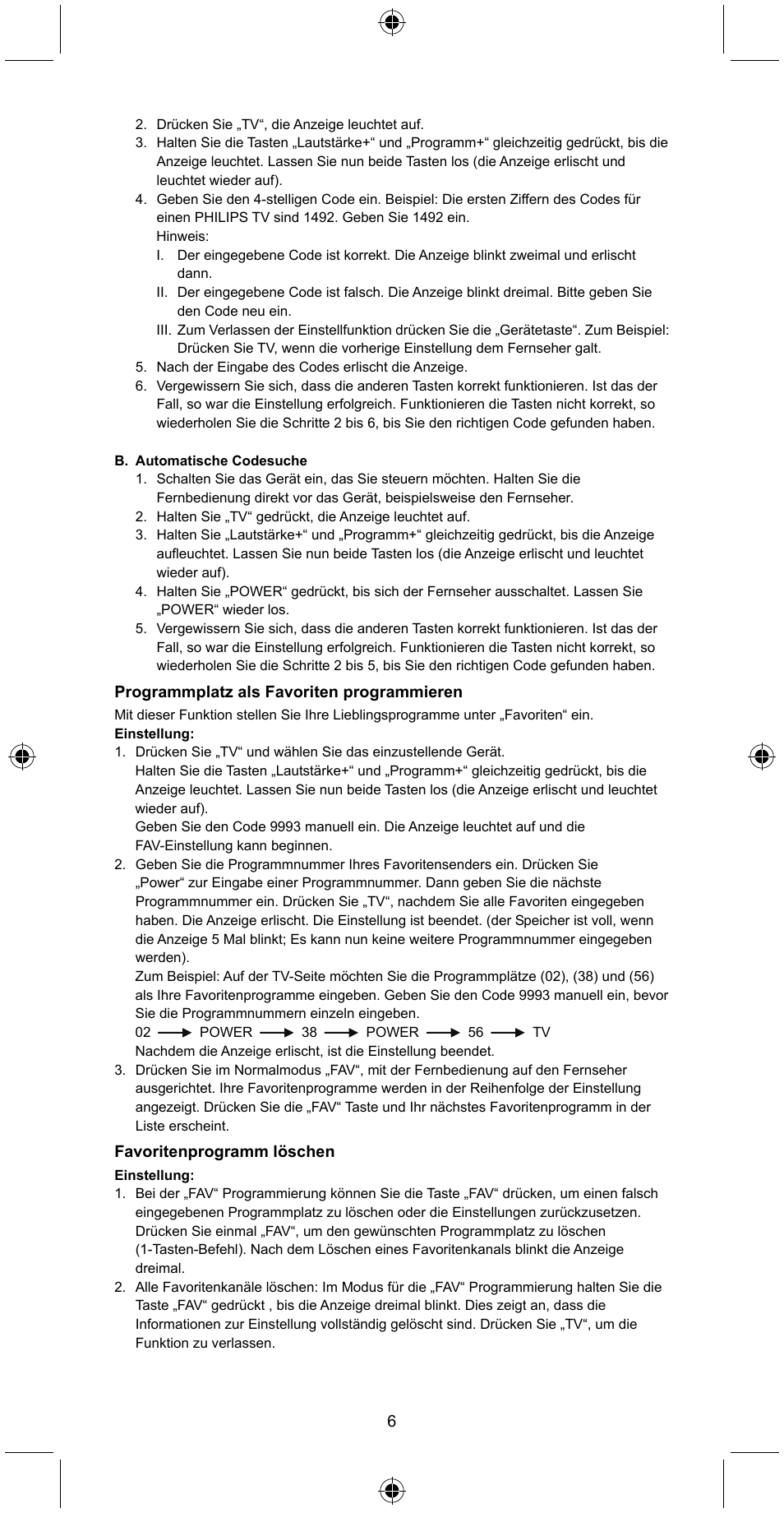 Konig Electronic Universal remote control for 1 TV User Manual | Page 6 / 47