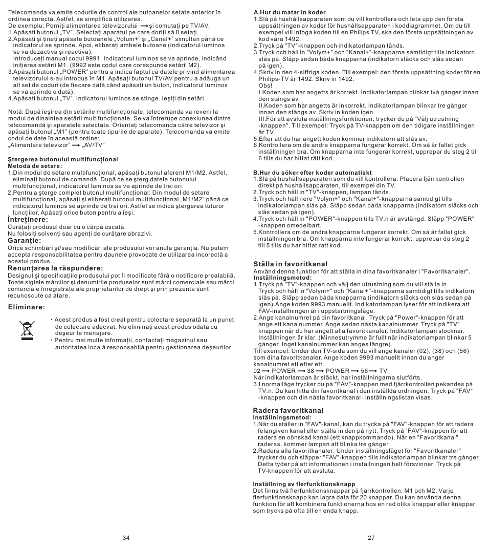 页 27 | Konig Electronic Universal remote control for 1 TV User Manual | Page 27 / 30
