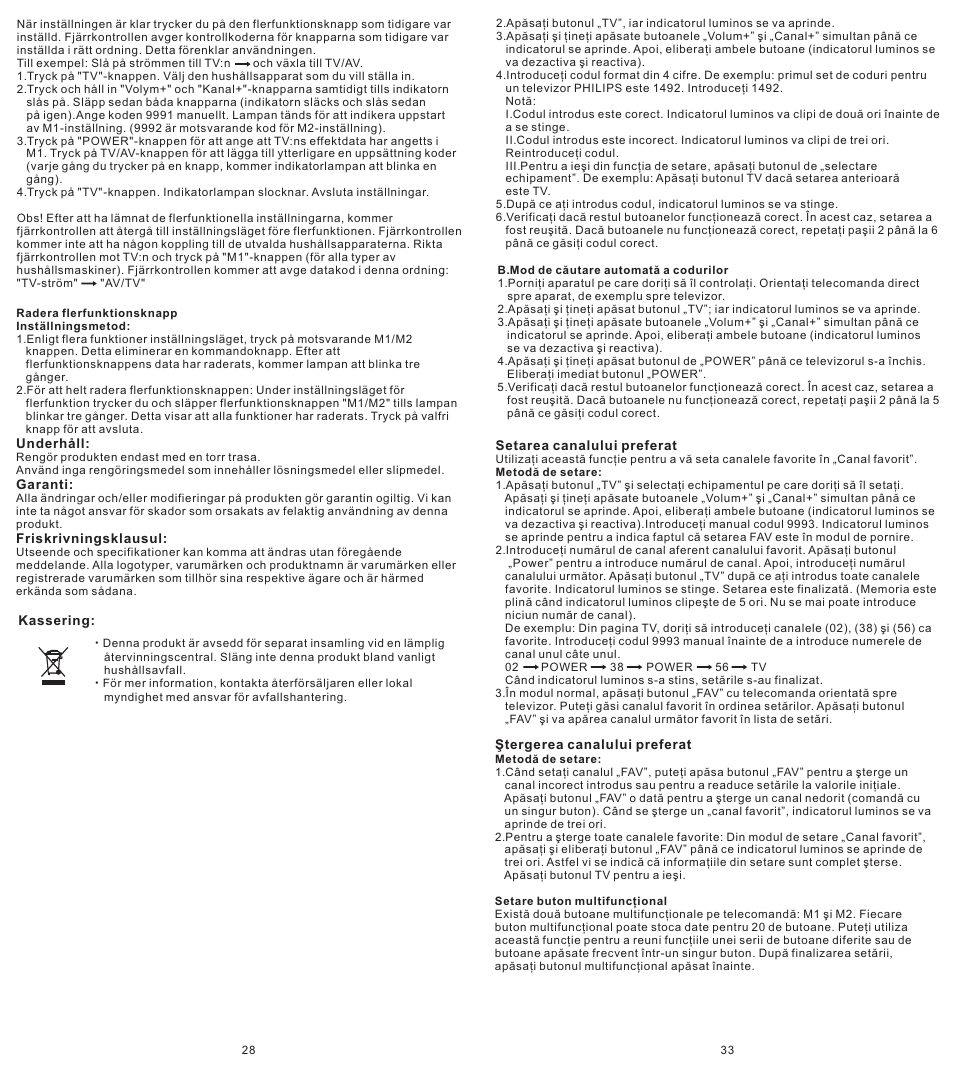 页 28 | Konig Electronic Universal remote control for 1 TV User Manual | Page 28 / 30