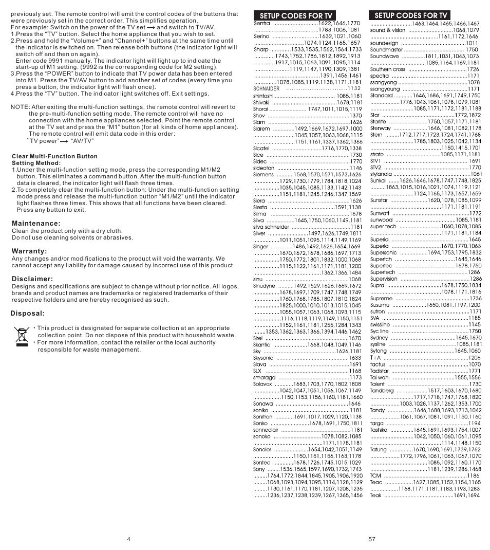 Konig Electronic Universal remote control for 1 TV User Manual | Page 4 / 30