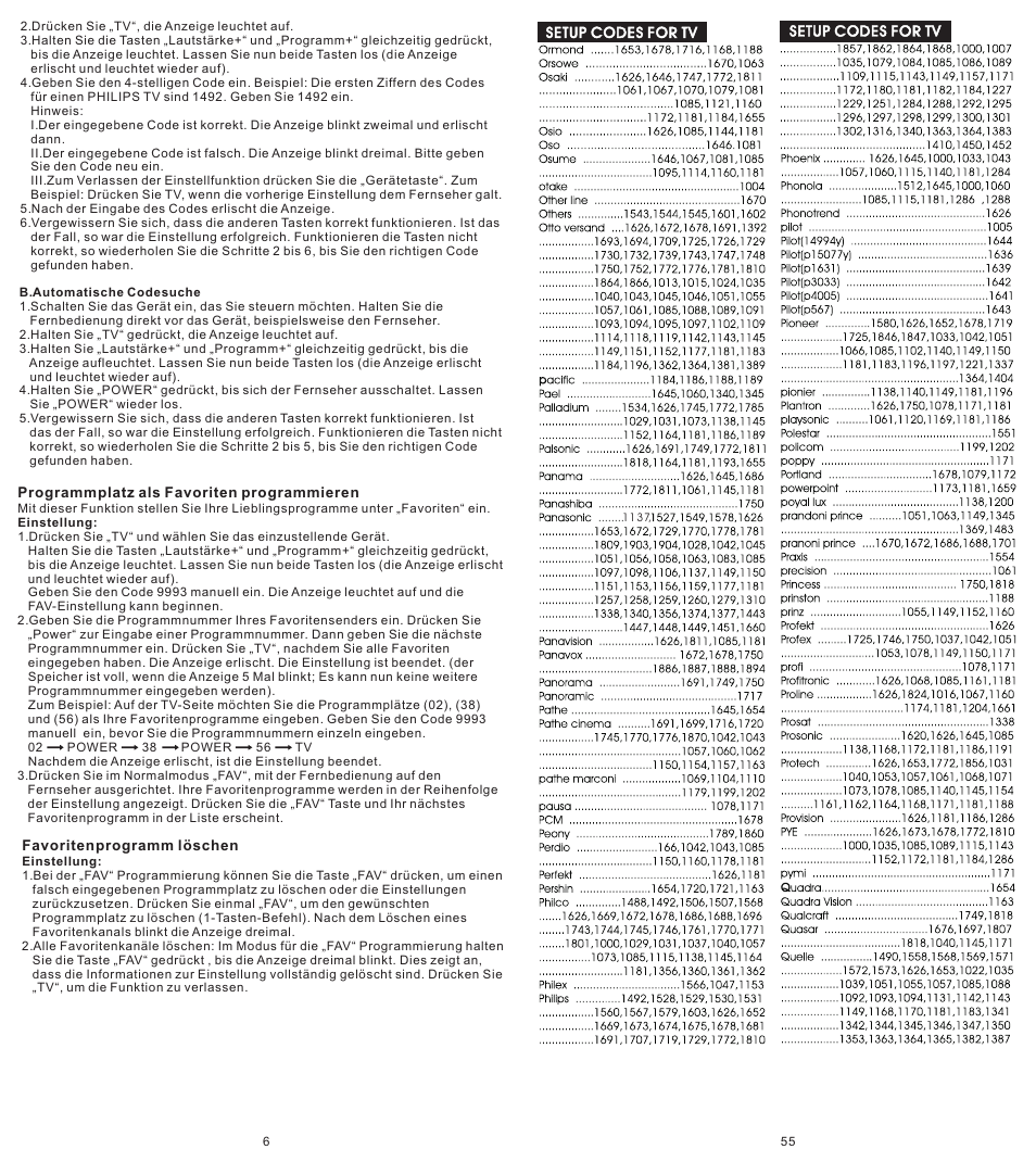 Konig Electronic Universal remote control for 1 TV User Manual | Page 6 / 30