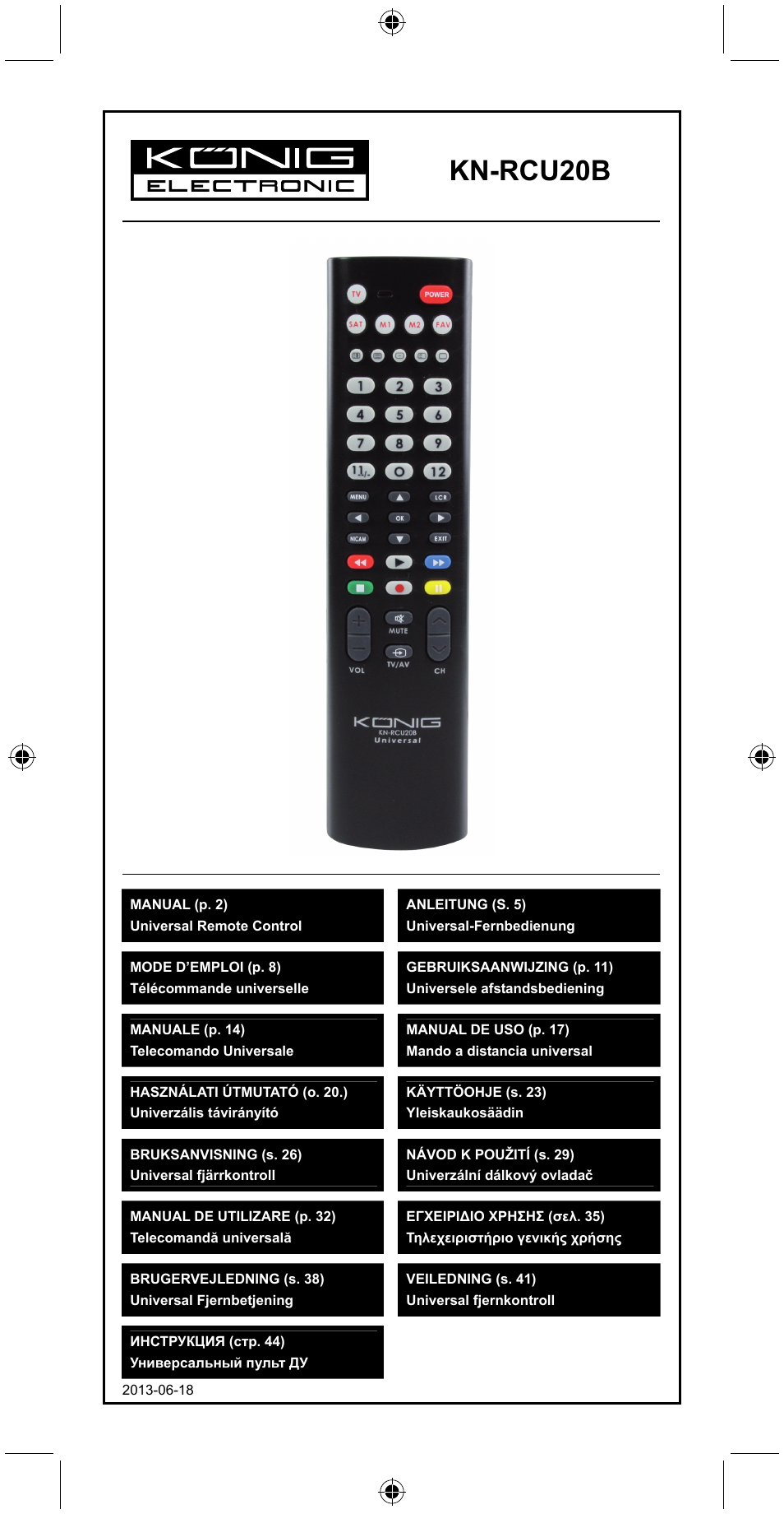 Konig Electronic Universal remote control for 2 devices User Manual | 47 pages