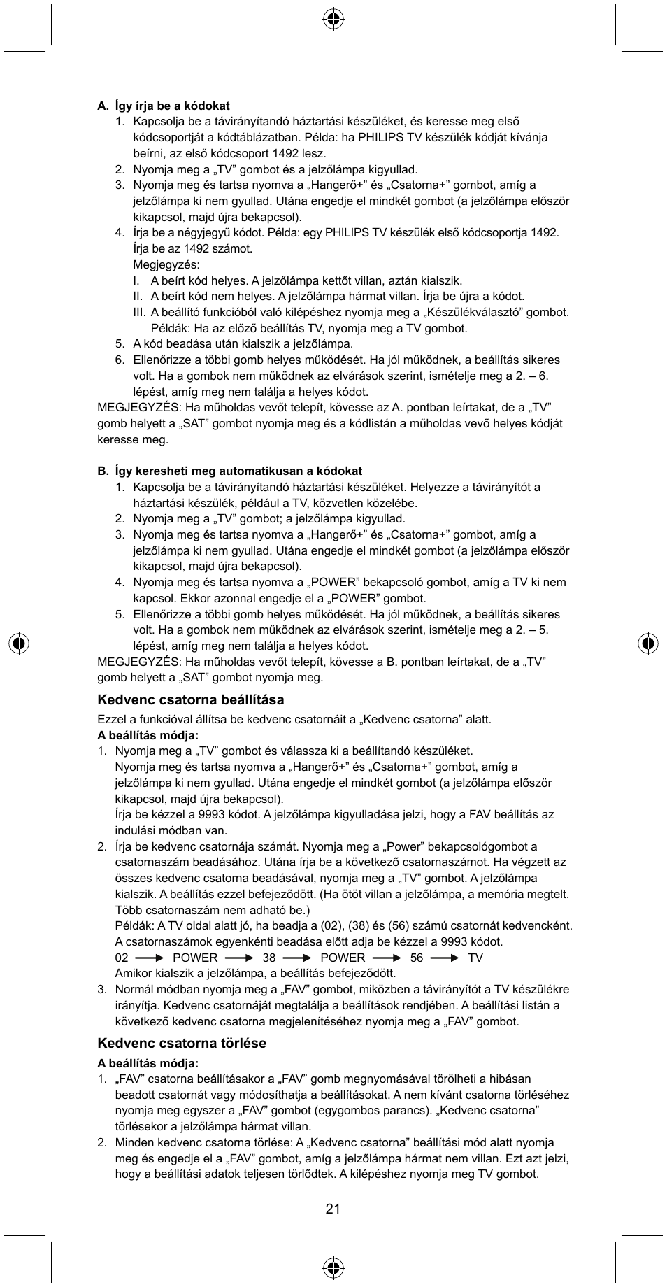 Konig Electronic Universal remote control for 2 devices User Manual | Page 21 / 47
