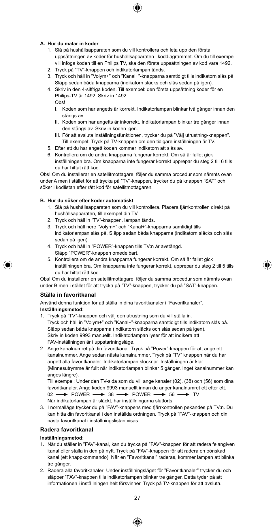 Konig Electronic Universal remote control for 2 devices User Manual | Page 27 / 47