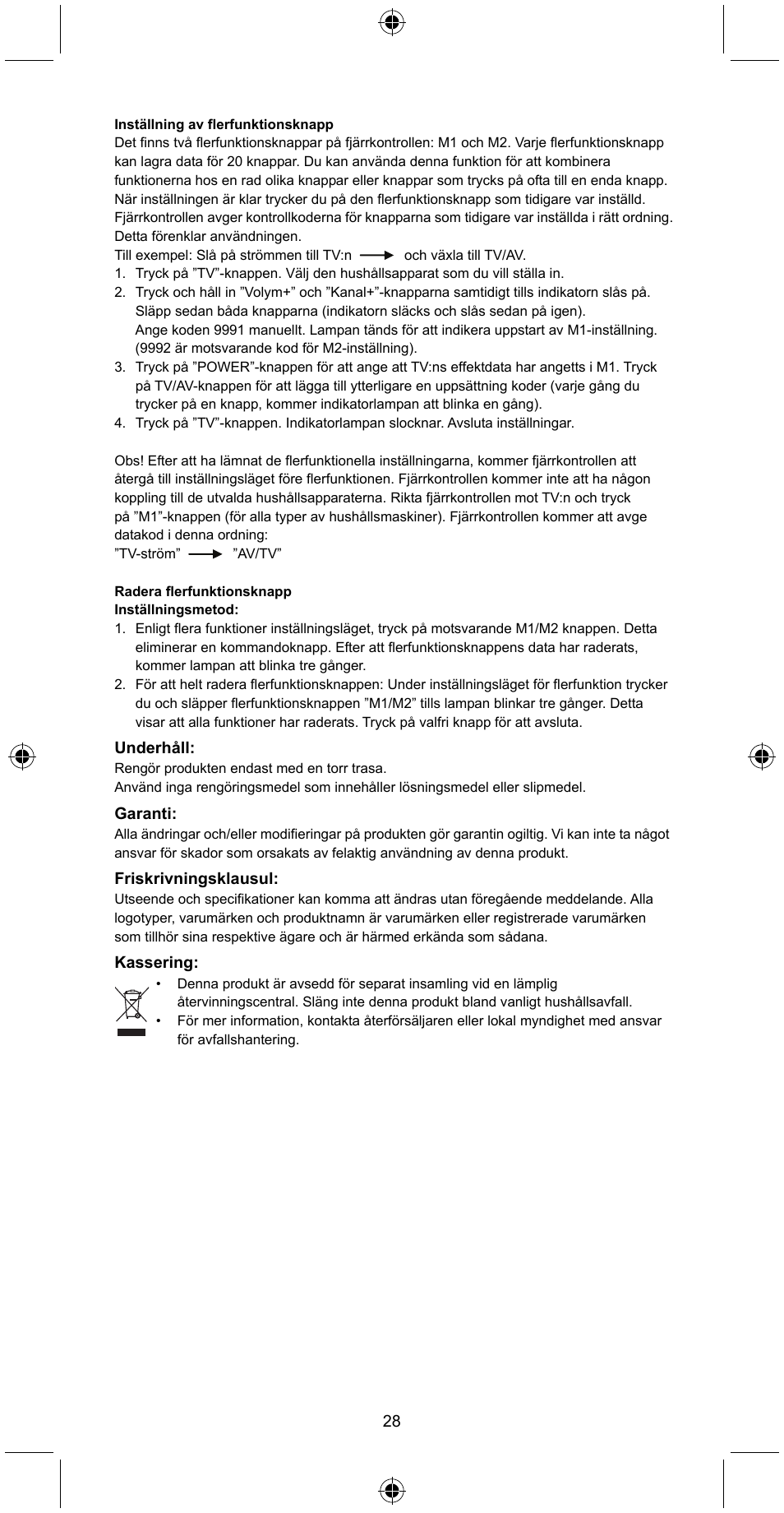 Konig Electronic Universal remote control for 2 devices User Manual | Page 28 / 47