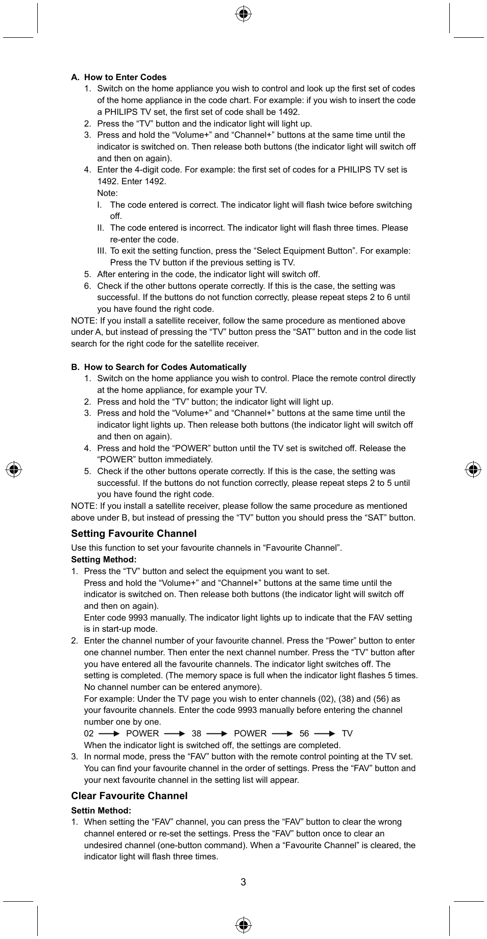 Konig Electronic Universal remote control for 2 devices User Manual | Page 3 / 47