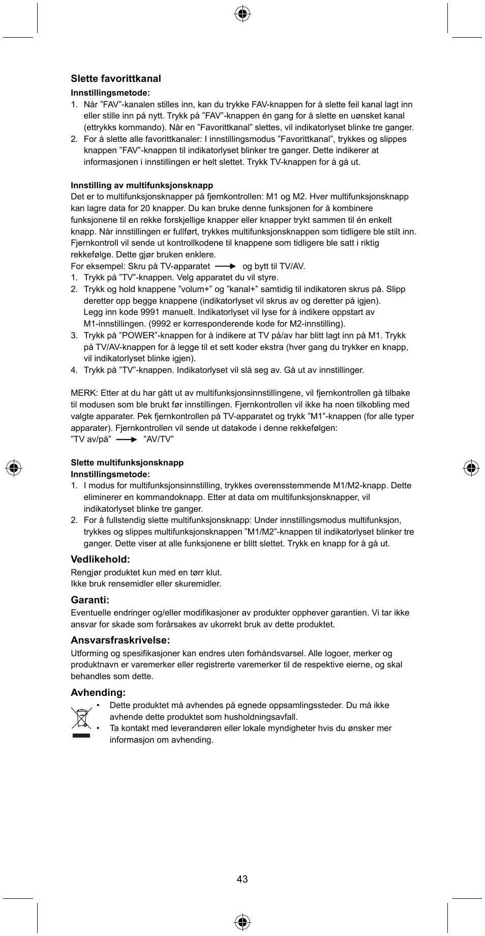 Konig Electronic Universal remote control for 2 devices User Manual | Page 43 / 47