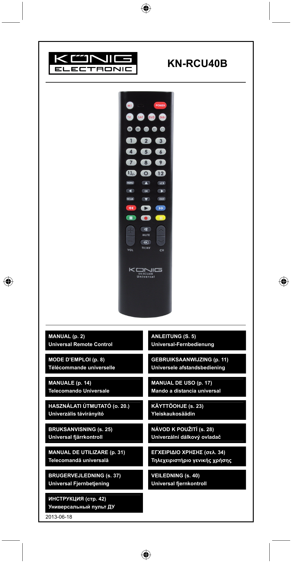Konig Electronic Universal remote control for 4 devices User Manual | 45 pages