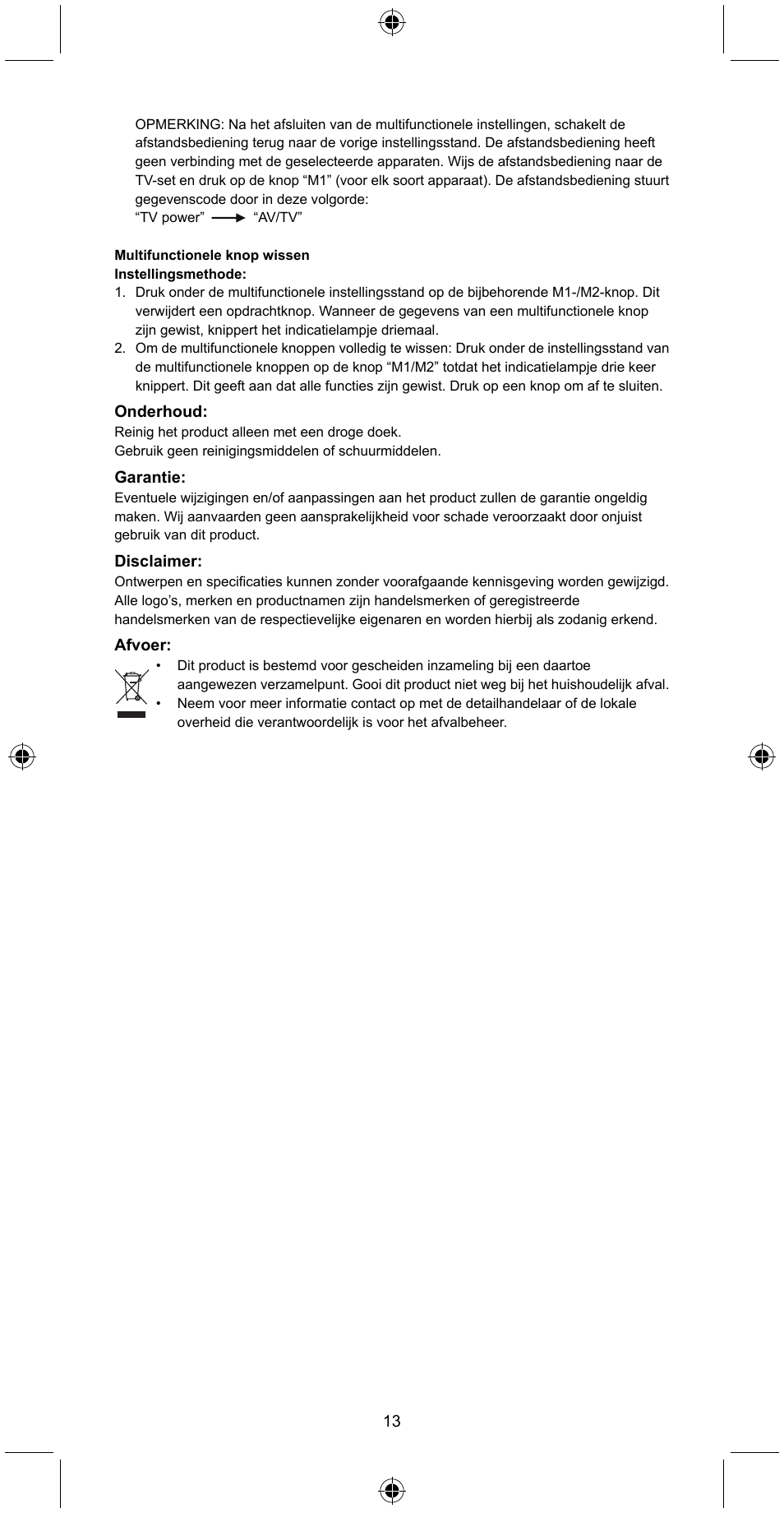 Konig Electronic Universal remote control for 4 devices User Manual | Page 13 / 45
