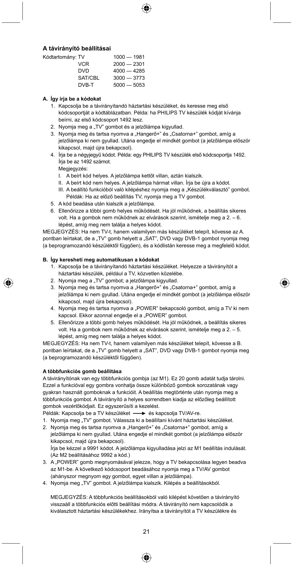 Konig Electronic Universal remote control for 4 devices User Manual | Page 21 / 45
