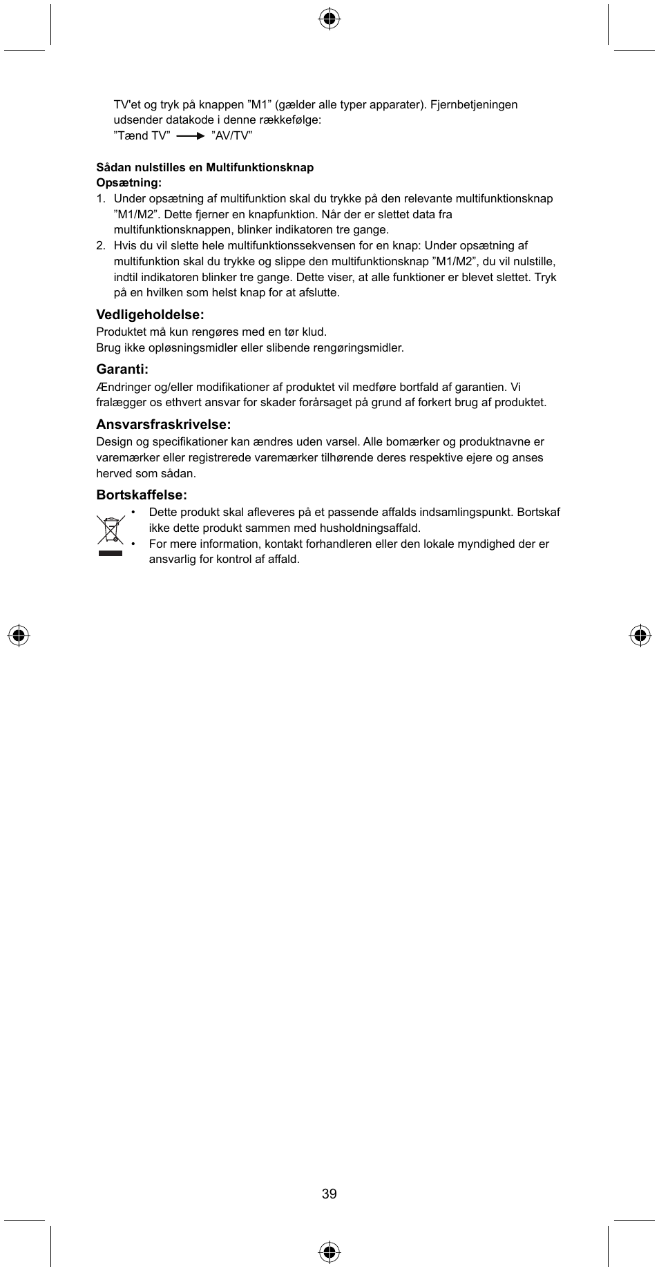Konig Electronic Universal remote control for 4 devices User Manual | Page 39 / 45